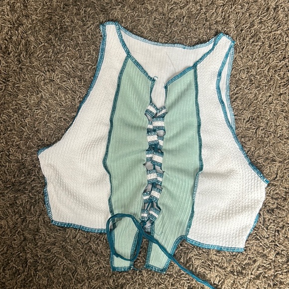 NWT MADRAG ColorBlock Tie Up‎ Top - Picture 1 of 4